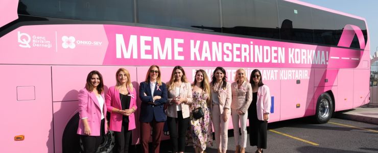 Meme Kanseri için Pembe Mercedes Otobüs