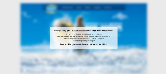 Efes Pilsen internet sitesini kapattı
