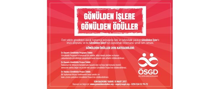 ÖSGD Gönülden Ödüller 2016 Başvuralı Başladı